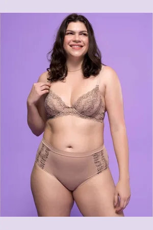 LOUNGERIE Calcinha Cintura Alta Microfibra Renda Première Signature Nude/Preto Preto