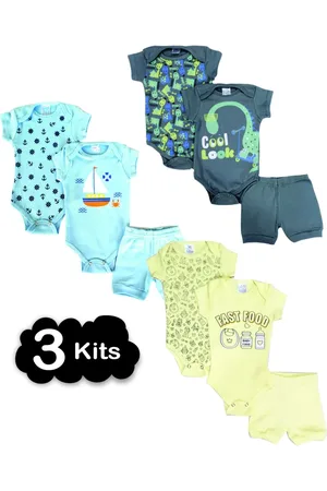 CANOAH CONFECÇÃO Infantil - Body Menino 3 Kits com 9 Peças VERÁO