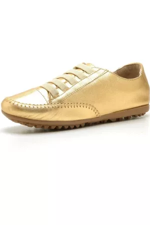 diRavena Tênis Mocatênis Feminino em Couro - Exclusividade cod101 - dourado