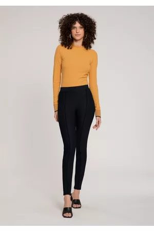 Lunender Calça Legging em Malha com Nervura