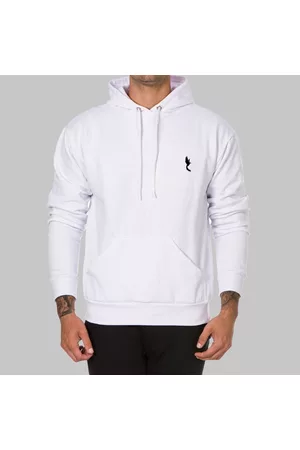 Polo Blu Blusa Moletom Inverno Com Capuz e Bolso Canguru Branco