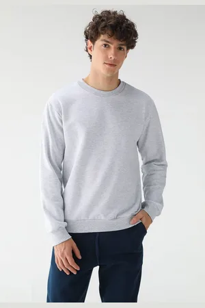 Benellys Blusa de Frio Moletom Flanelado Liso Gola Redonda Claro