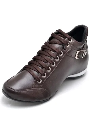 Peccato Tenis Feminino Cano Curto 3/4 Esportivo Clube do Sapato de Franca Top Confort 2 Fivela Café