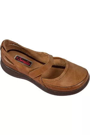 Serella Sapato Boneca Retrô Conforto Couro Caramelo 7075