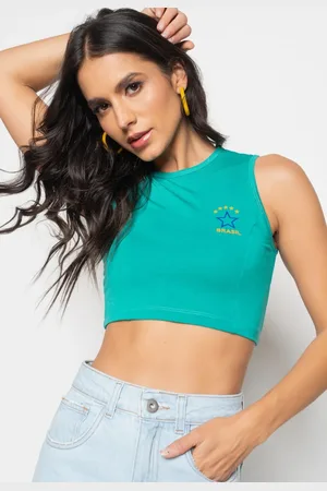 Salvatore Fashion Cropped Brasil Regata Recorte Malha
