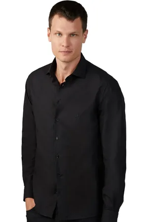 Dudalina Camisa Masculina Milano Tricoline Lisa Stretch Preta