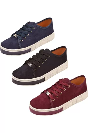 Tati Ana calçados Kit 3 Tênis Feminino Casual Tati Ana Detalhe Sola Shoes