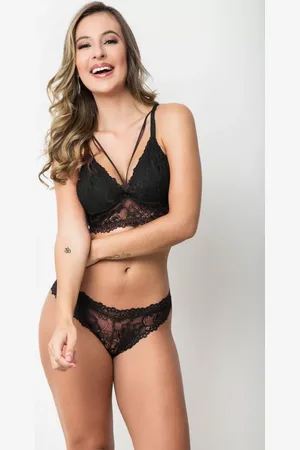 Gabi Conjunto Maria Flor Sutiã Strappy Sem Bojo Calcinha Renda Sexy