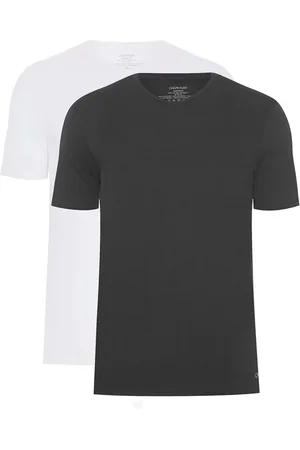 Calvin Klein Camisetas Underwear Masculinas V-Neck Branca e Preta Pack 2UN