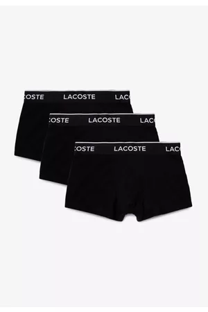 Lacoste Pack de três boxers masculinas em algodão com stretch e cós assinado