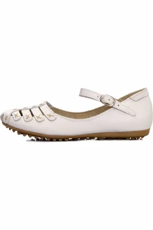 ROMEU E JULIETA SHOES Sapatilha Feminina em Couro Etilo Retrô Salomé Branca