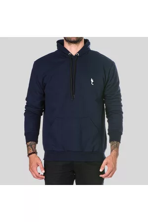 Polo Blu Blusa Moletom Inverno Com Capuz e Bolso Canguru Marinho