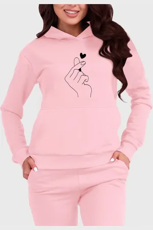 Benellys Blusa de Frio Moletom Feminino Canguru Mão Coreana Claro