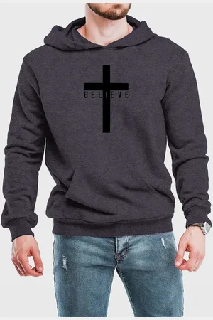 Benellys Blusa de Frio Moletom Flanelado Believe Canguru Chumbo