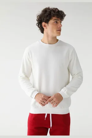 Benellys Blusa de Frio Moletom Flanelado Liso Gola Redonda Off White