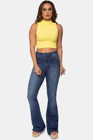 Pink Tricot Tricô Blusa Cropped Modal Canelado e Gola Alta Feminino