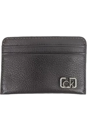 Calvin Klein Carteira Porta Cartão Couro Metal Café