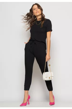 Salvatore Fashion Conjunto Blusa Gola Redonda M/C e Jogger Recortes Malha Salvatore