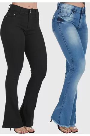 HNO Jeans Kit 2 Calças Petit Flare Azul e Preta