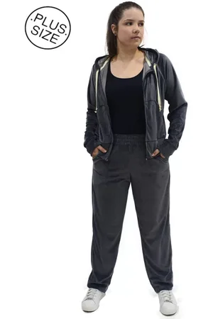 Butu Biru Conjunto Veludo Plush Plus Size Capuz