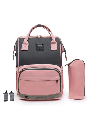 Lequeen Infantil - Mochila Bolsa Maternidade Menina Menino Com Porta Mamadeira Térmico /Cinza