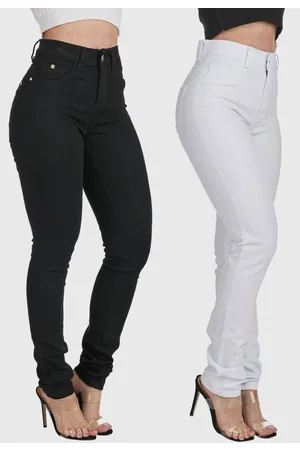 HNO Jeans Kit 2 Calças Feminina Skinny Black White Preta e Branca