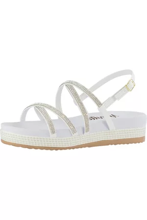 Lumiss Sandália Feminina Papete Tiras Strass Brilho Cristal Flatform Confortável