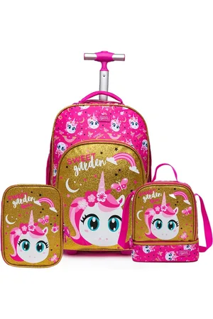 Spector Infantil - Kit Mochila Rodinha Unicórnio Feminina Escolar Reforçada