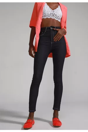 SAWARY Calça Jeans Skinny Push Up Azul-Marinho