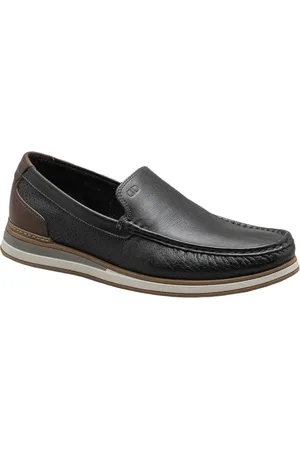 Democrata Mocassim Denim Flow Masculino - Preto