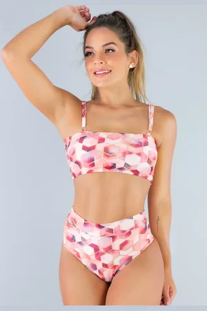 Mvb Modas Biquíni Hot Pants Cintura Alta Top Faixa com Alça Quartzo