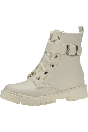 Shekinah Coturno Militar Tratorada Bota Feminina Cano Curto Blogueira Fivela Removível Off White