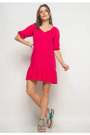 Salvatore Fashion Vestido Curto Viscolinho Com Babado
