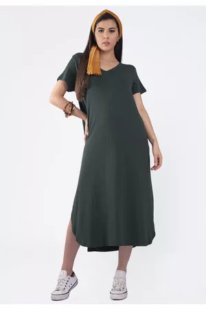 Vestido Tee Dress Midi Com Bolso