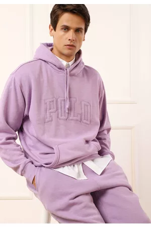Ralph Lauren Blusa de Moletom Flanelada Fechada Logo Lilás