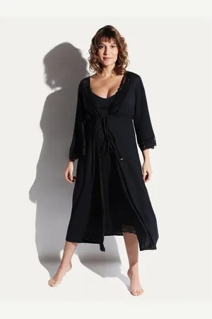 LOUNGERIE Robe Curto Manga Longa Micromodal New Maternity Preto
