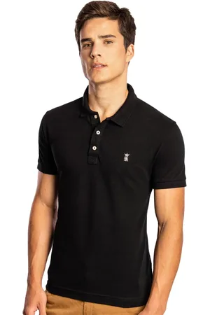 Sergio K. Polo Masculina Piquet Pink Logo Preta