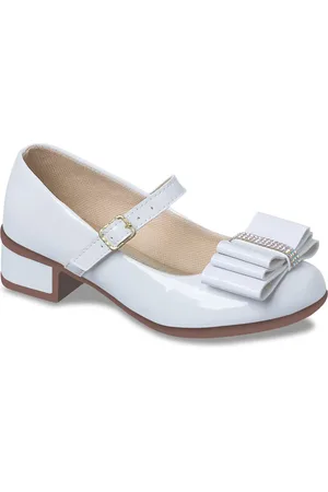 Pepite Moda Infantil Infantil - Sapatilha Feminina Com Salto Baixo Branca Pepite