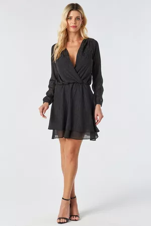PKS Vestido Curto Manga Longa Fios Lurex