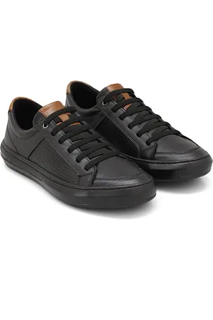 Nine4 Tênis Sapatênis Casual De Couro Solado Black Cadarço Elástico - Preto