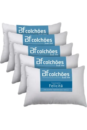 BF Colchoes Kit 5 Travesseiro Fibra Siliconada Antialérgico Macio 45x65 - BF Colchões