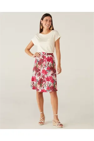 Malwee Saia Midi Floral Em Crepe