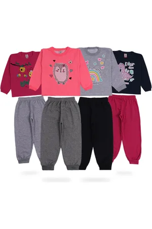 Alikids Infantil - Roupas Moletom de Inverno 4 Conjuntos Feminino Careca sem Capuz Tamanhos 1/2/3/4/6/8 Anos