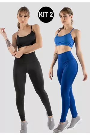 Kit 2 Conjunto Feminino Academia Moda Fitness Calça Legging + Top