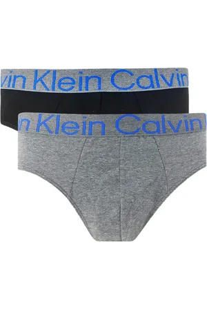 Calvin Klein Cueca Brief Cotton Stretch Preta e Cinza Blu Logo Pack C11.03 CZ06 2UN