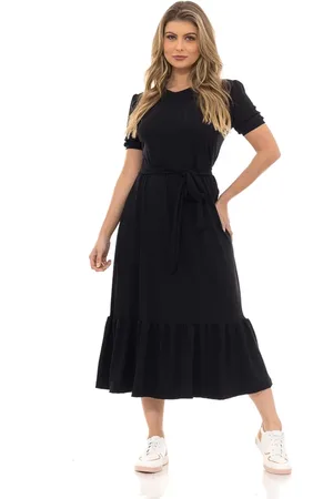 Aura Vestido Faixa Babado Liso
