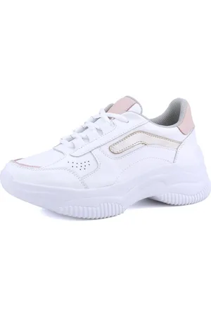 Mr. Gutt Tênis Casual Chunck em Couro Branco com Nude