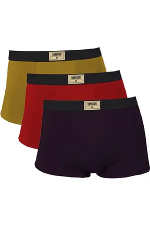 Di Nuevo Kit 3 Cuecas Boxer Algodão Premium Amarelo, Bordô e Vermelha