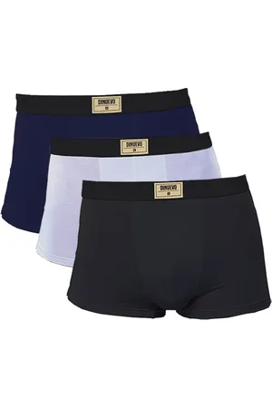 Di Nuevo Kit 3 Cuecas Boxer 100%Algodão Premium , Preto e Branco