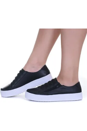 ROMEU E JULIETA SHOES Tênis Feminino Sola Alta De Couro Zíper